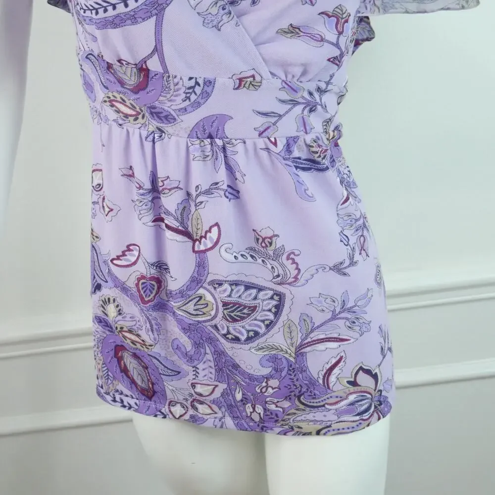 Vintage Y2K Babydoll Top Large Fairy Sheer Mesh Pastel Paisley Coquette Dainty - Picture 4 of 7